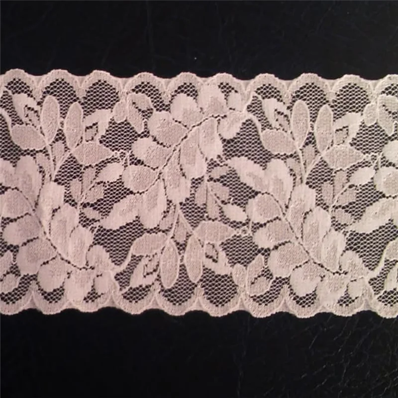

Factory selling 6cm nylon spandex new fancy lingerie stretch lace lycra lace trim LSHBX324, Black, white, dtm color