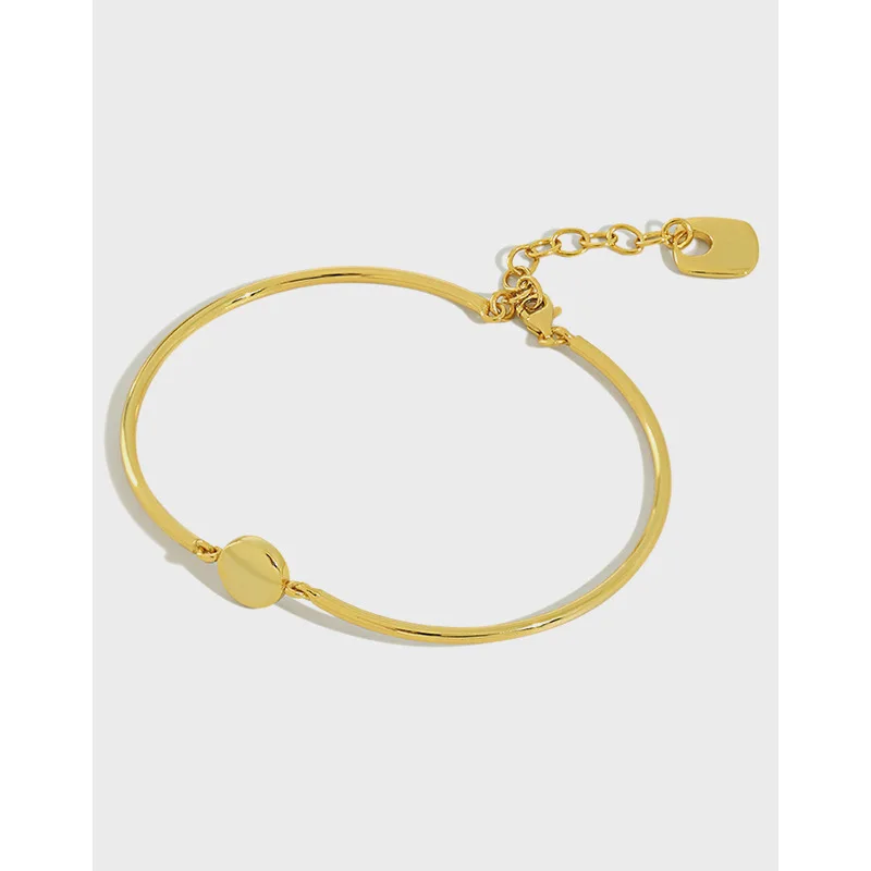 

High Quality Fine Jewelry Round Disc Coin Charms Classic 18K Gold Bangles for Women