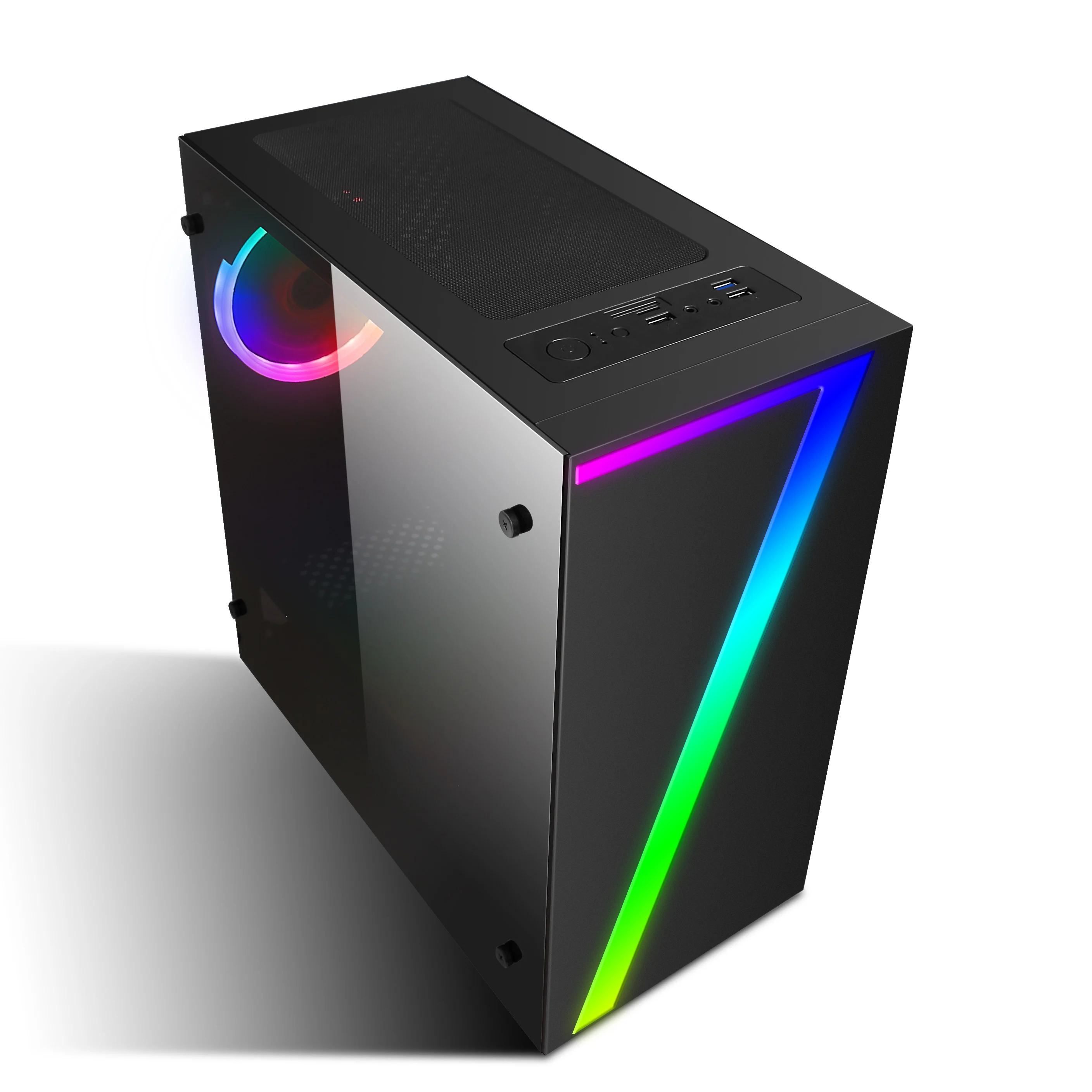 高品质塔式pc游戏机箱,带玻璃热游戏柜gabinete gamer批发