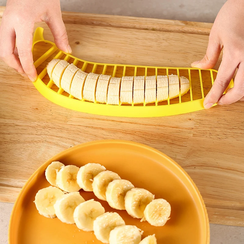 

Manjia Banana Slicer Cutters Practical Kitchen Tool Plastic Banana Fruit Slicer Cutter Chopper Easy Banana Slicer