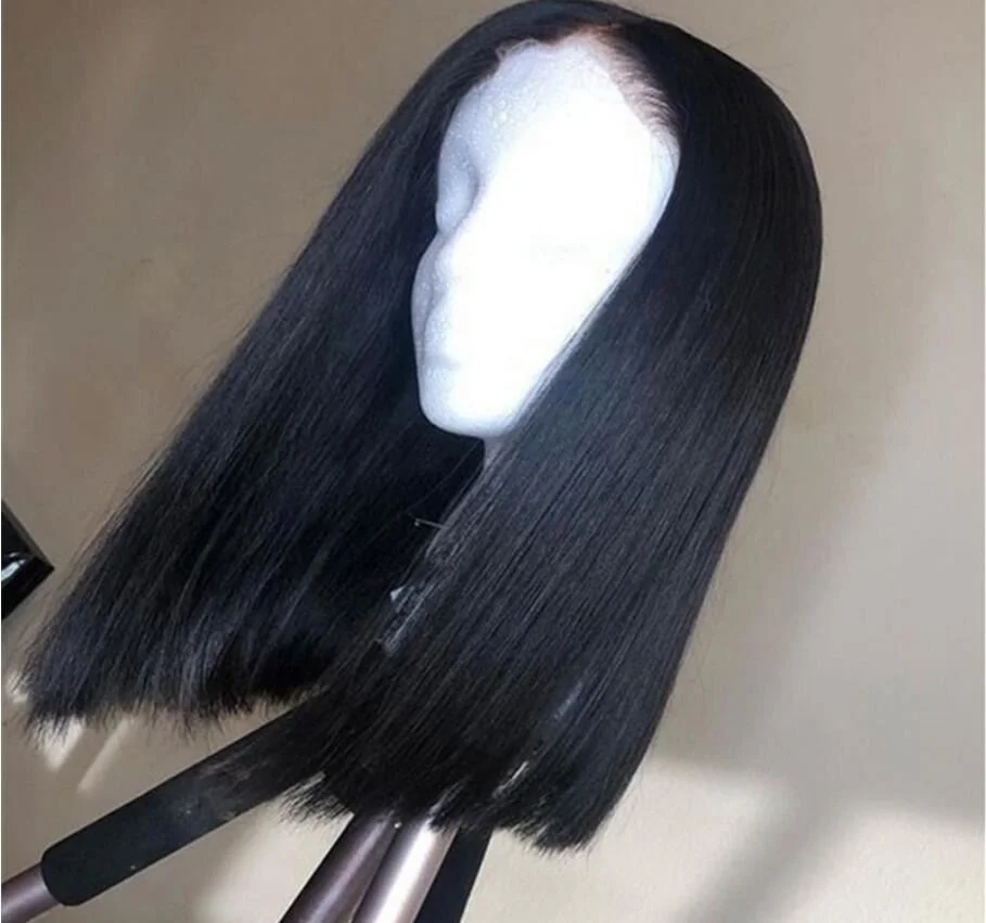 

Jhcentury Synthetic Wig Natural Black Bobo Wigs Longer Mid-Point Short Straight Hair Wigs, Pics