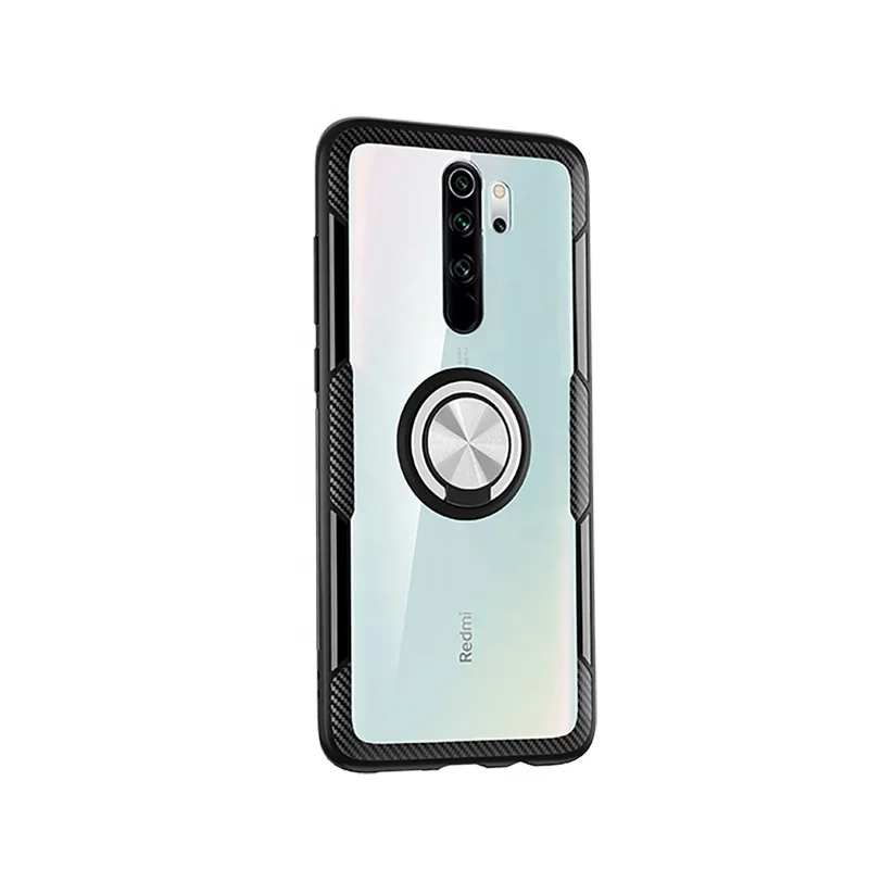 Acrylic Ring Holder Car Magnet Shockproof Armor Phone Case For Xiaomi Redmi Note 8 Pro