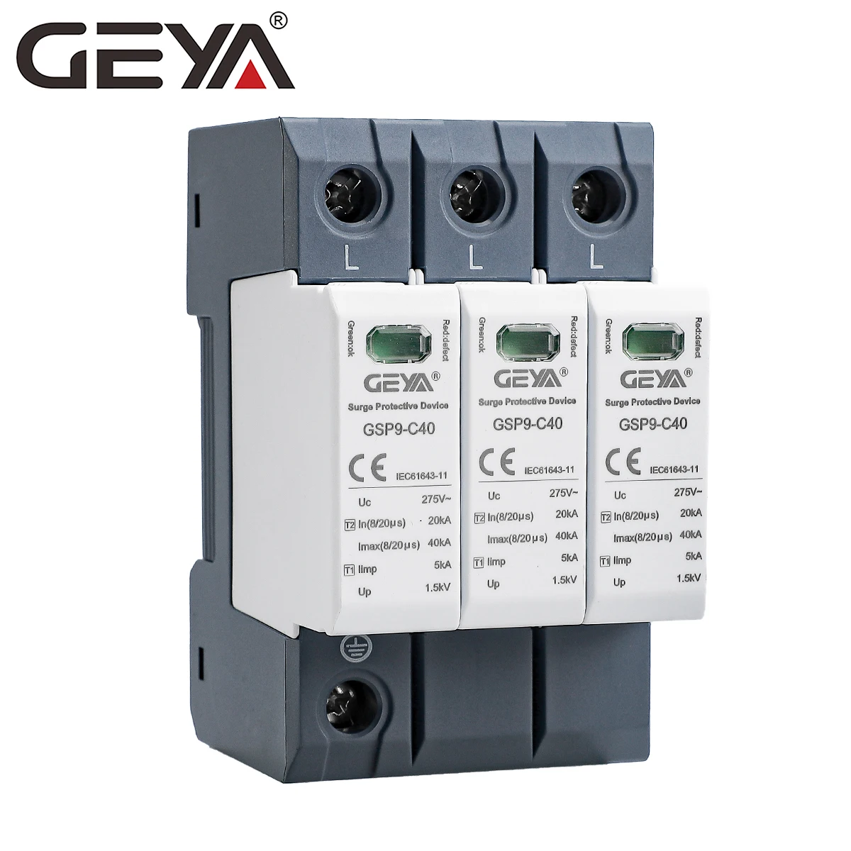 

GEYA Din rail mounted Class B 60KA Lightning arrester SPD protection AC Surge arrester prices