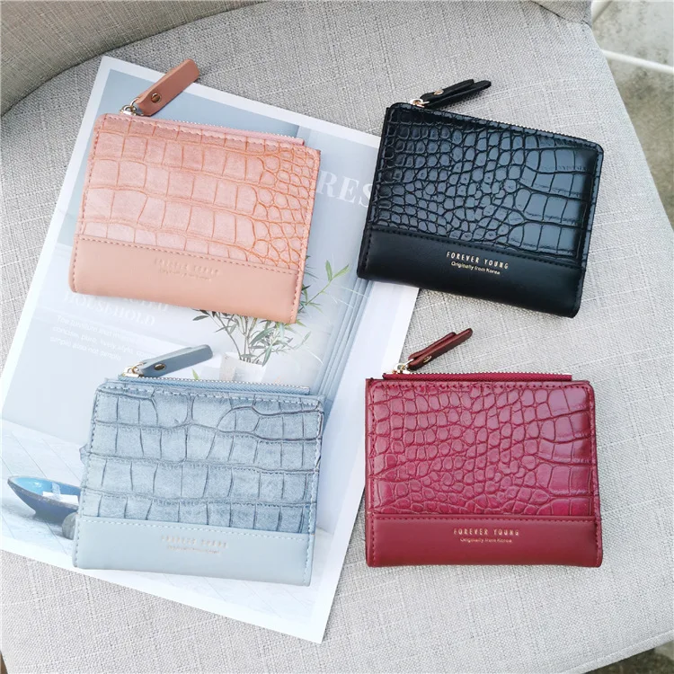 

Wholesale Ladies Small Pu Leather Short Wallet Fashion Coin Purse Money Clip Crocodile Pattern Women Wallet For Gift