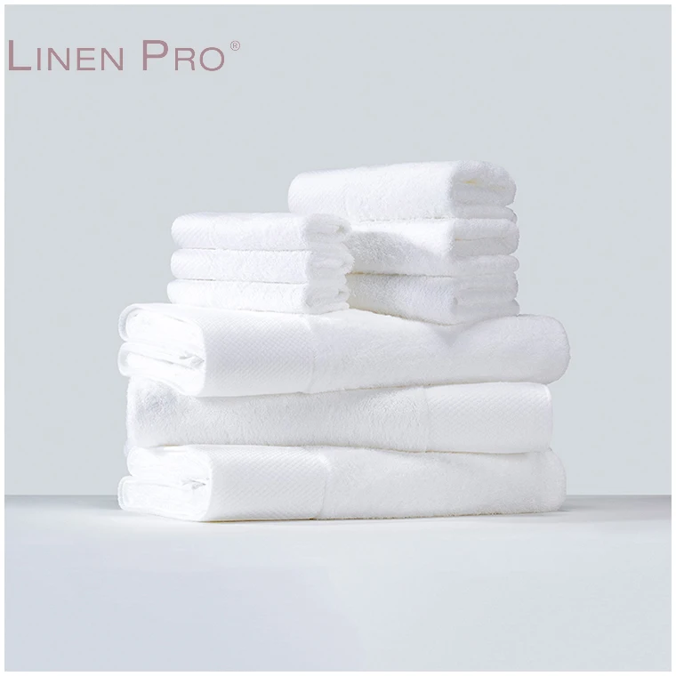 

Wholesale Five Star Hotel Towel 100% Cotton White Personalized Logo Bath Towel Set