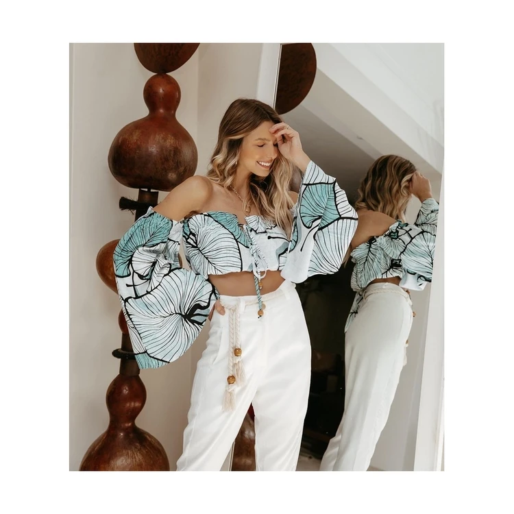

High Quality Nine Quarter Summer Crop Fashionable Blouses And Tops Custom Design