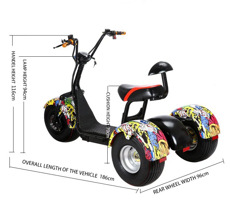 Fat Tire Citycoco 2000w Scooter Electric 3000w 3 Wheels Tricycle ...