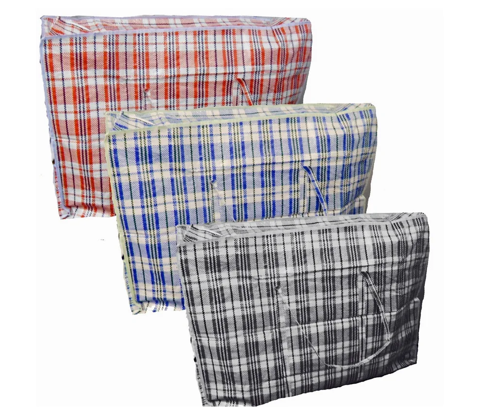 

Foldable Waterproof PP Woven Checker Laundry Bags XL Size, Red,blue