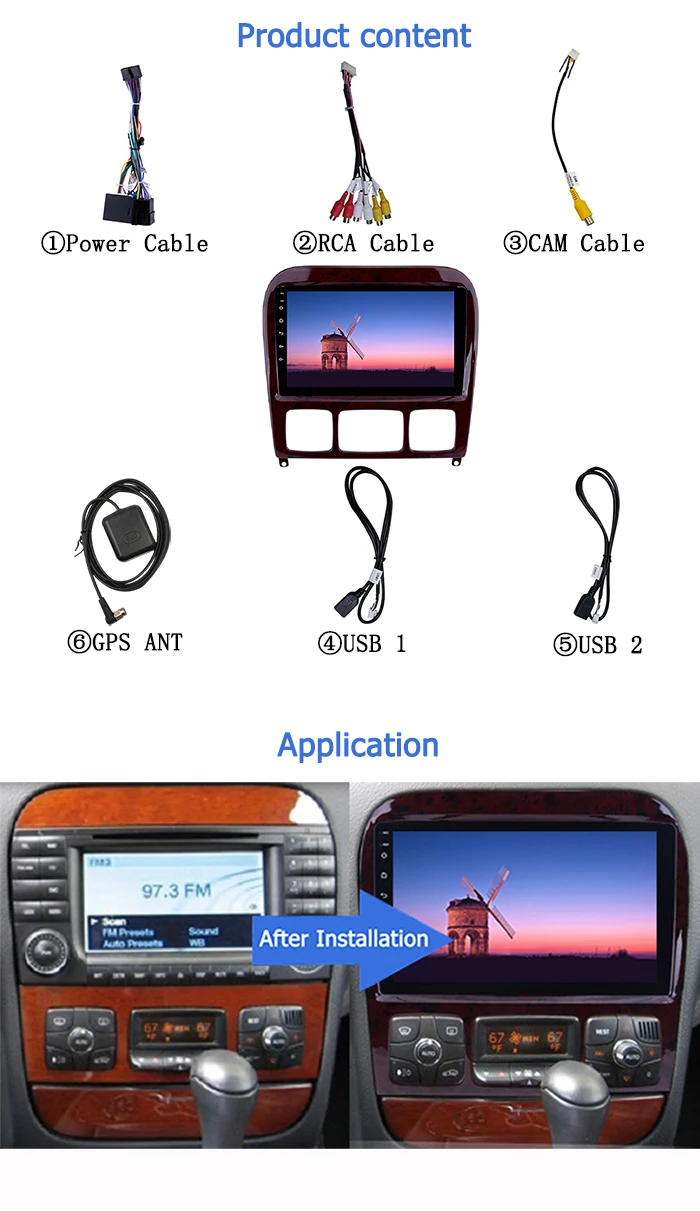 Autosion for Mercedes Benz S Class W220 Android 12 Car Radio Sat Navi Car  Stereo Inch Touch Display Car GPS Navigator Media Player Bluetooth  Steerin