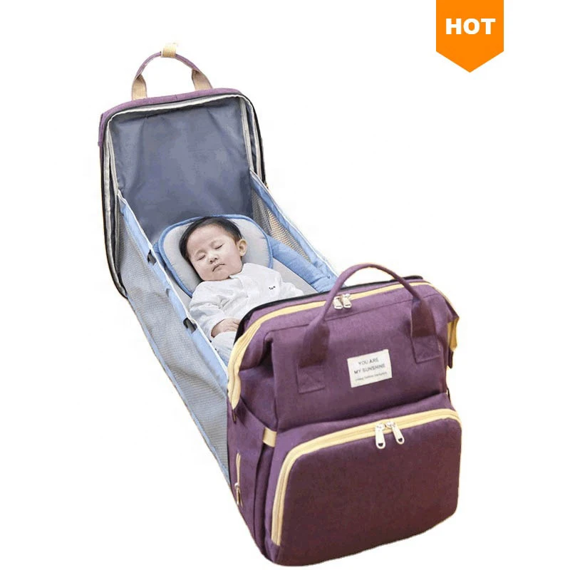 

2021 Custom Multifunctional Mummy Bed Backpack Foldable Baby Nappy Diaper Bags With Bassinet And Changing Station, Customized colors