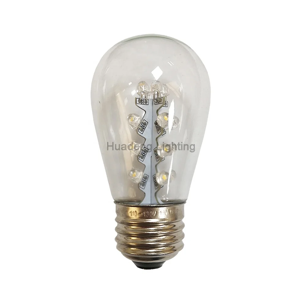 Commercial decoration e26 medium base warm white 1W LED S14 light bulb