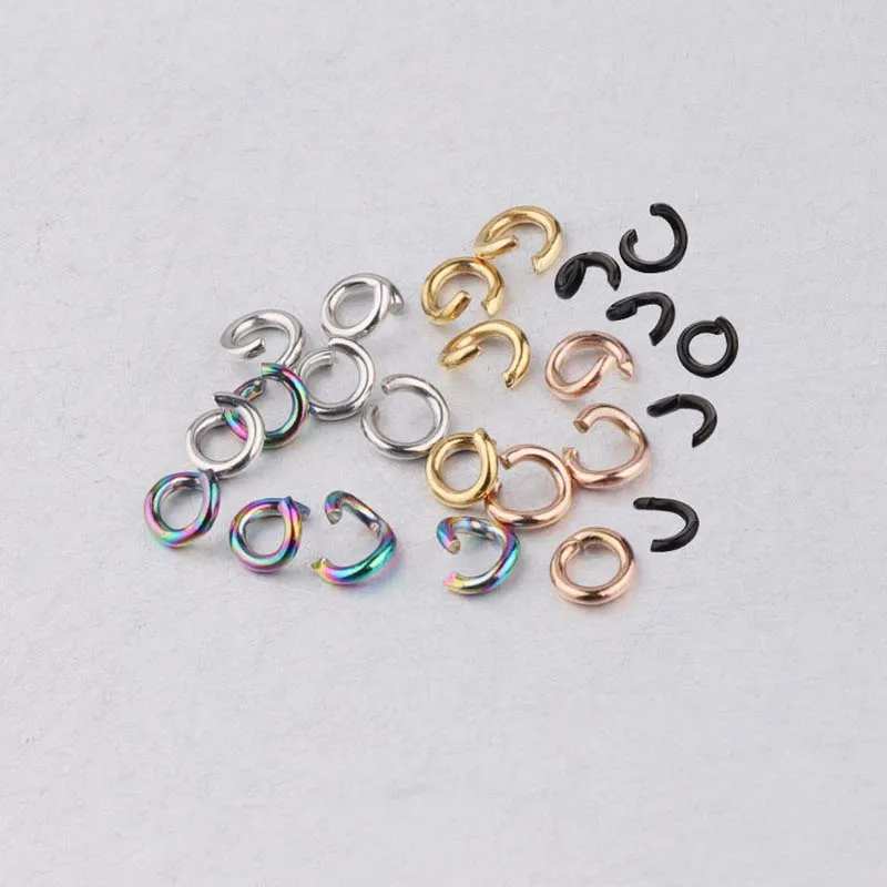 1000pcs/Bag Stainless Steel PVD 18K Gold Plated Jump Rings Connector Split Ring Jewelry Findings