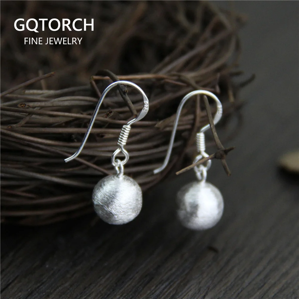 

Simple Elegant Design 925 Sterling Silver Beads Round Ball Hook Earrings For Women