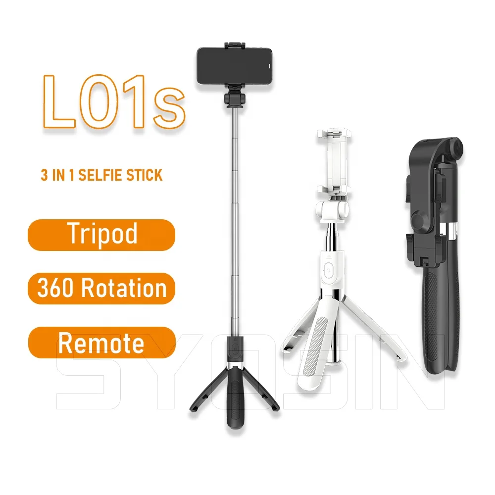 

2021 L01S Selfie Stick Tripod With Wireless Shutter Remote Control 4 In 1 For Smartphone Gopro Camera, Black / white / red / blue