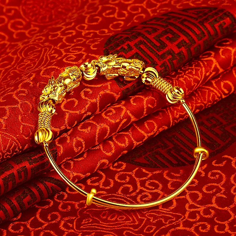 

Exquisite Female Wedding Bracelet Adjustable Transfer Beads 14K Gold Bracelets for Women's Engagement Anniversary Jewelry Gifts