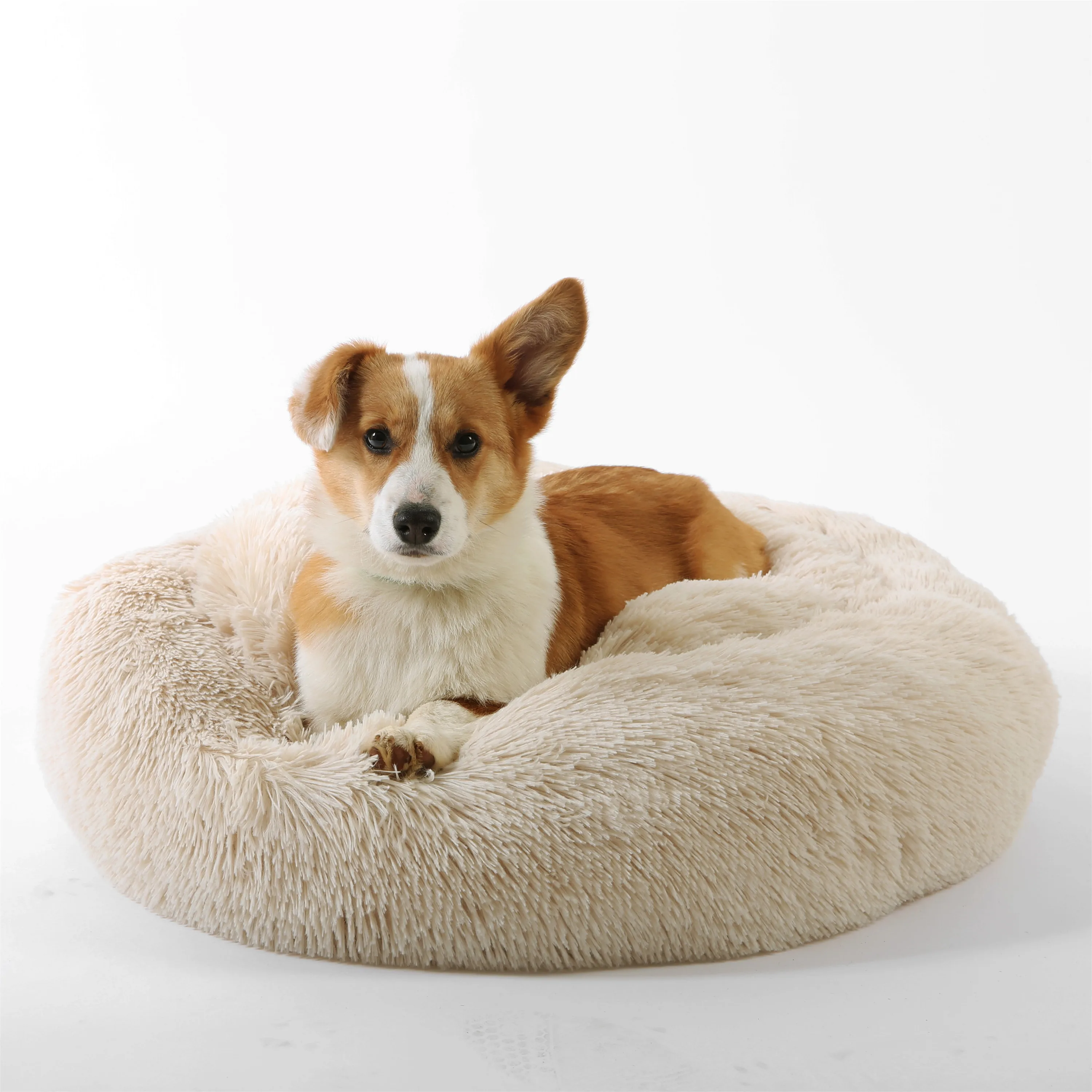 

Best Selling Pet Donut Beds Dog Soft Bedding Cushion Long Faux Fur Dog Bed Large, Grey, black, beige, taupe