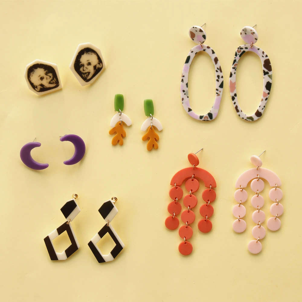 

Individual design of printing pattern Acrylic Earrings for women Cute, Colorful