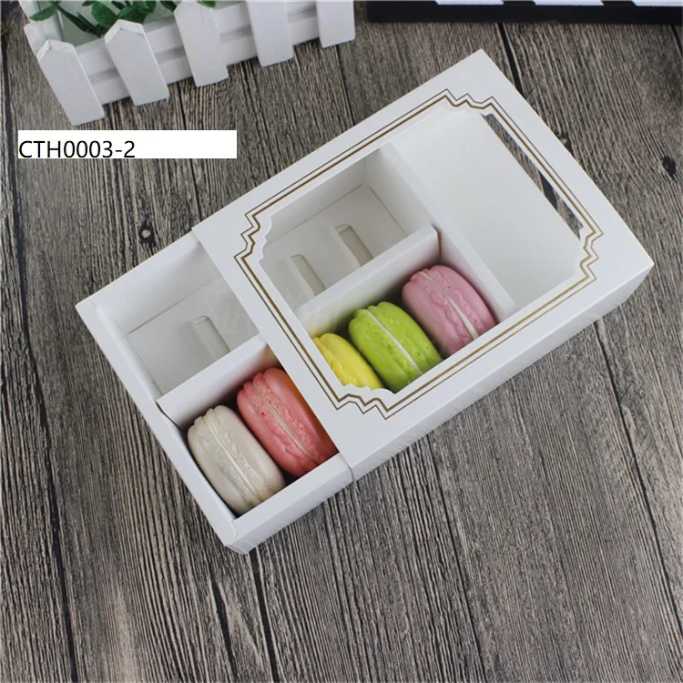 

New Lovely 5/10 Pieces of Macaron Baking Box Drawer Type Biscuit Wrapping Paper Box Biscuit Chocolate Moon Cake Box, Pure color