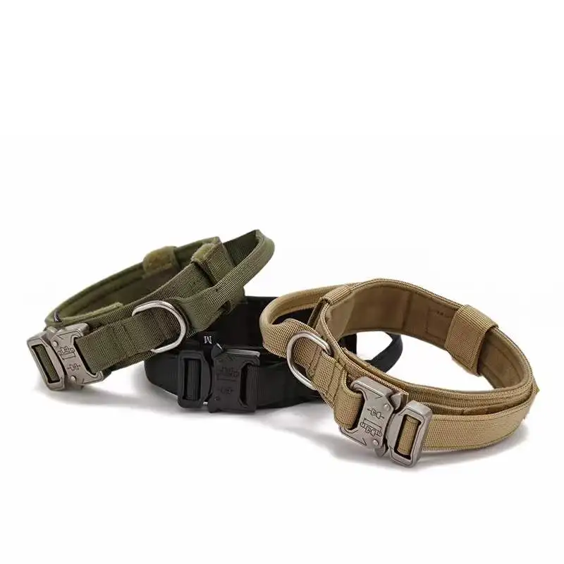 

Custom Adjustable Luxury Fancy Fashion Tactical Service Dog Collar Tactical Military Heavy Duty