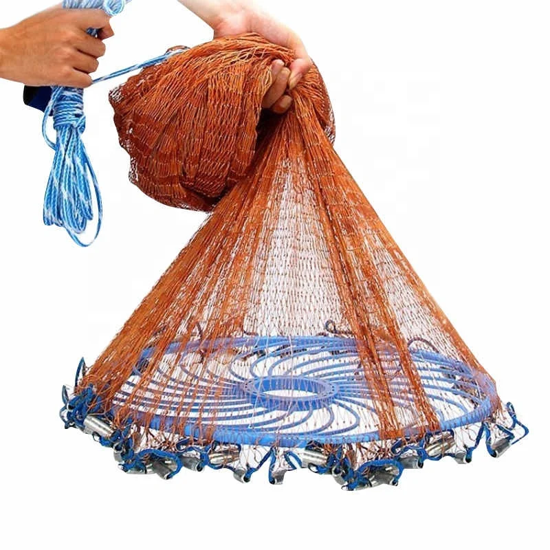 

XC 3M-7.2M USA Hand Cast Net with Flying Disc Easy Throw Fly Cast Fishing Net Throw Network Small Mesh Hunting Trap Fly Nets