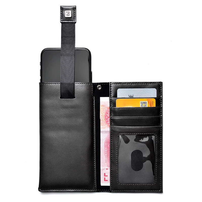 

PULOKA PU Flip Wallet Mobile Phone Case Bag Universal Leather Mobile Phone Holster Pouch with card slot
