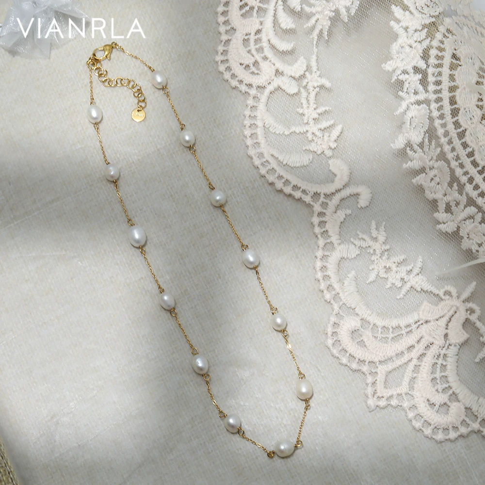 

VIANRLA Stainless Steel Multiple Pearl Necklace Elegant Minimalist 18k Gold PVD Women Jewelry Gift Drop Shipping