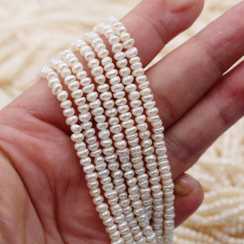 

Fine 3.5mm Freshwater Pearl Bead Bread Shape Natural Small Pearl Beads For Jewelry Making DIY Earrings Rings Accessories 14", Natural white.mixed colors.pink.purple