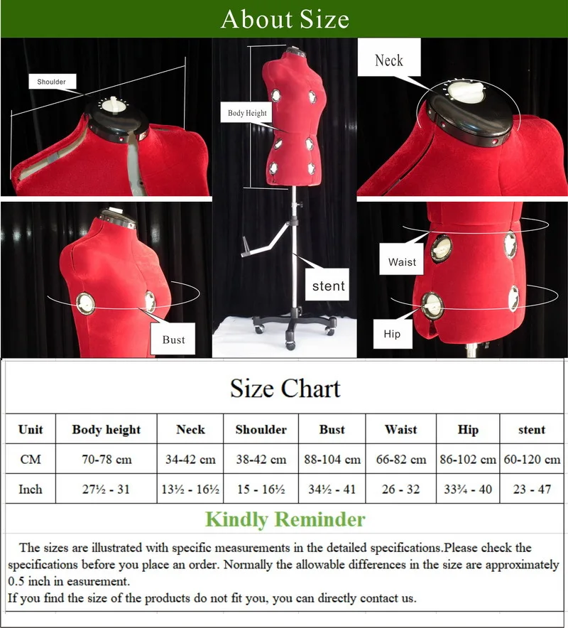 Fashion New Half Body Tailoring Mannequin Adjustable Professional ...