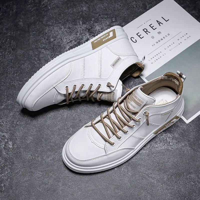 

Sneaker Flat men walking shoes pu leather casual sneaker, Optional