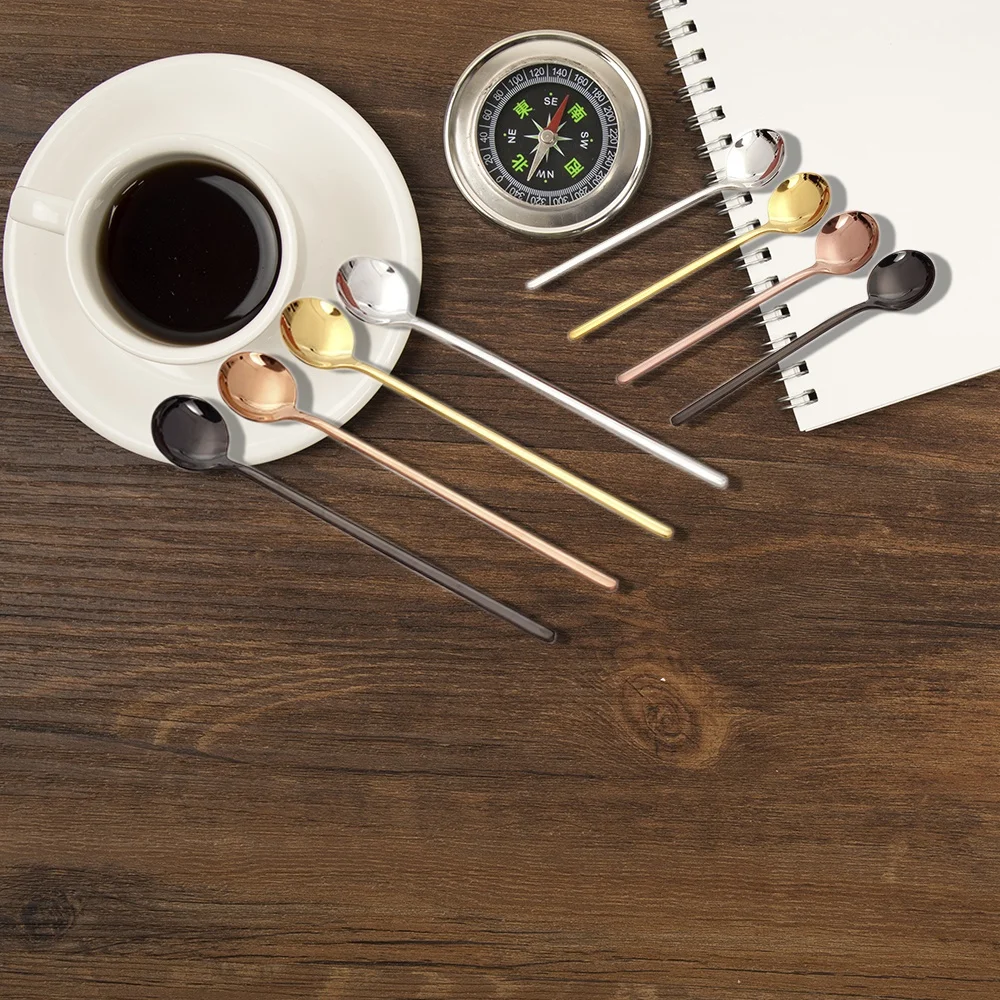 

Golden Stainless Steel Spoons Colorful Coffee Spoon Set Dessert Drink Mixing Milkshake Mini Tea Coffee Spoons, Gold/rose gold/black/silver