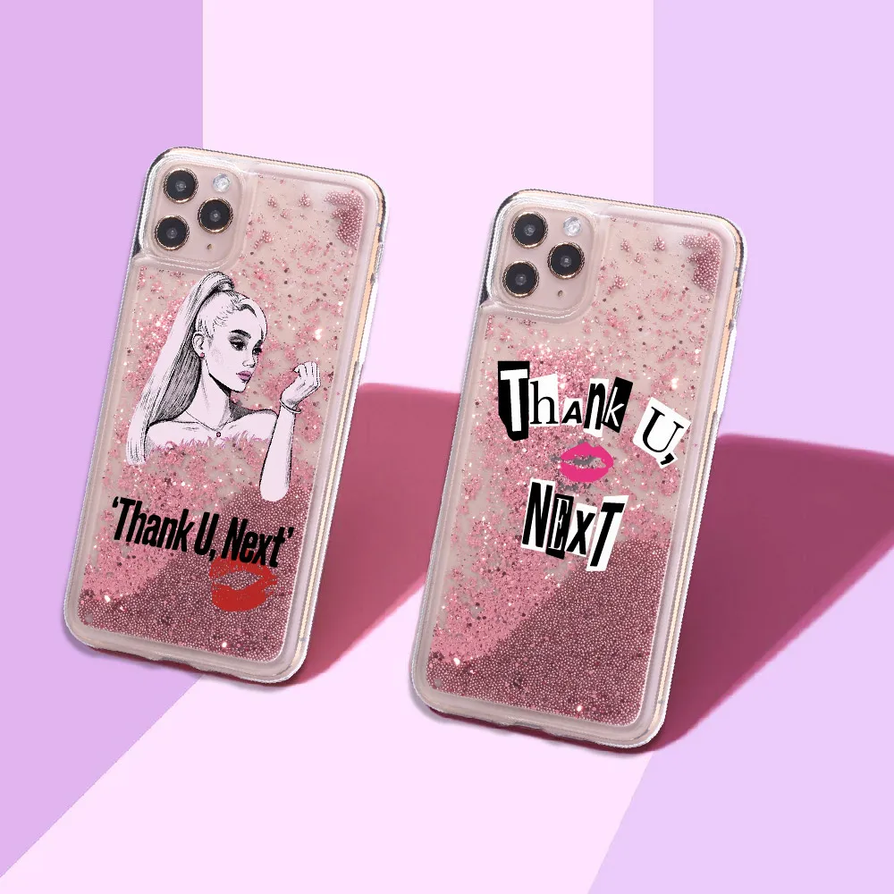 

Phone Cover Thank You Next 7 Rings Soft Silicone Candy Glitter Cases For iPhone 12 11 Pro 6 6S 8 8Plus X XR XS Max 7 7Plus 8Plus, Transparent