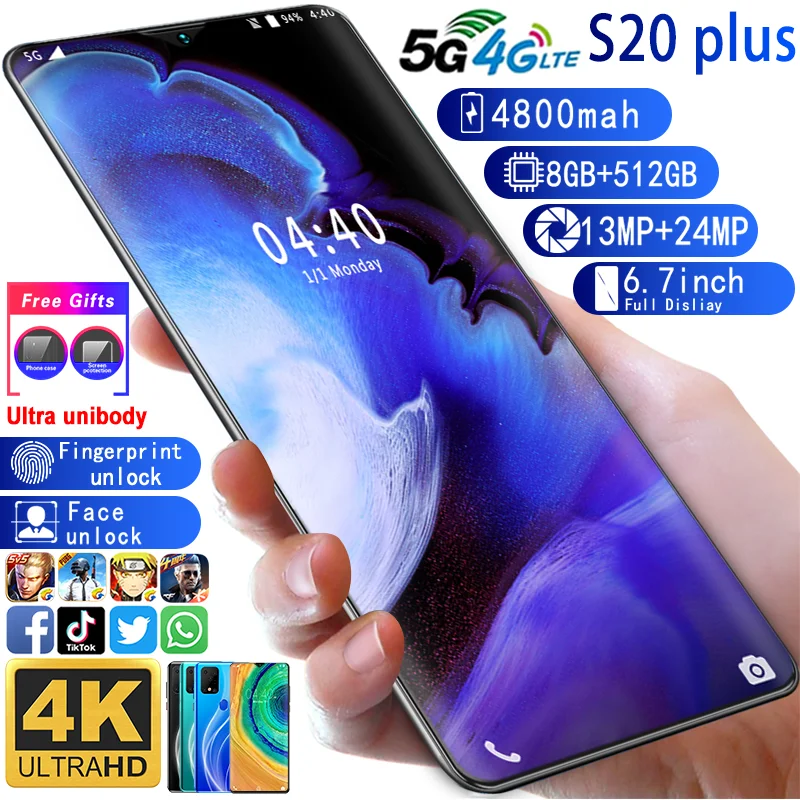 

2021 newest mode 5G LTE Original 6.7 inch big screen MTK6799 dazzling colors smartphone mobile phone 8GB 512GB