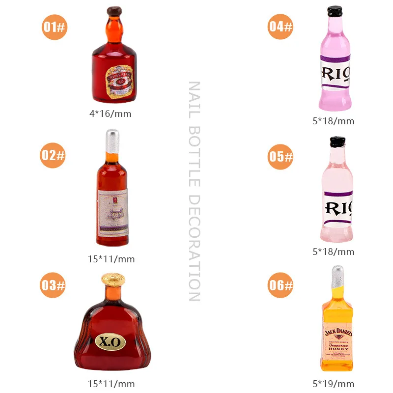 

INS Resin Wine Bottle Nail Charms Finger Nail Art Jewelry Decorations 3D Mini Stereo XO Red Wine Bottle DIY Manicure Accessories