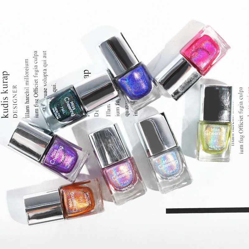 

2020 New Arrival Glitter Gorgeous Glossy Holographic Halo Glitter Polish Nail Art Nail Pigment Diamond Laser Nail Polish, 8 colors