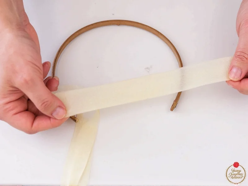 Stretching floral tape on wire base for flower crown