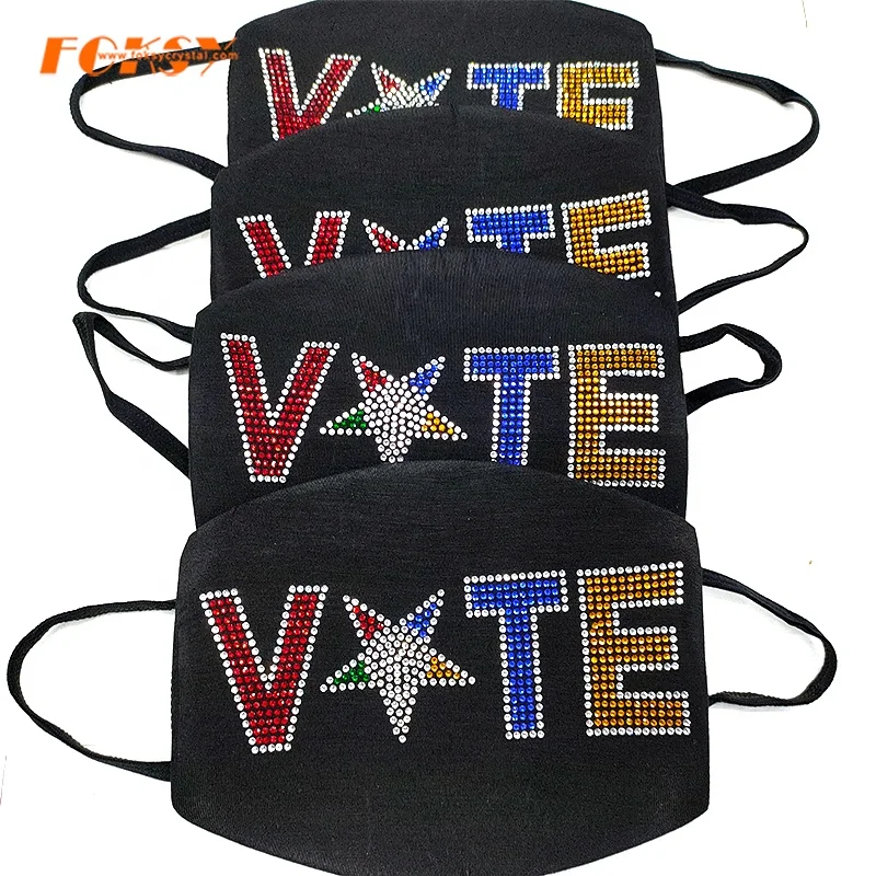 
Custom Order of the Eastern Star Vote Rhinestone Transfer Motif Iron on Party Washable Mask for OES Greek Sorority  (1600107849998)