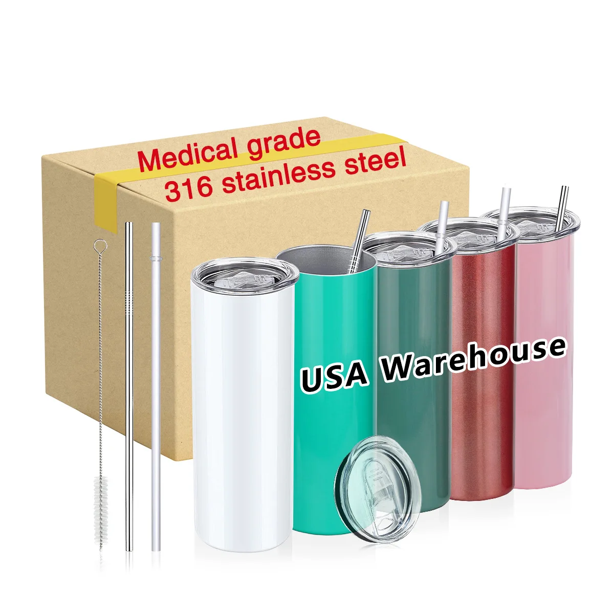 

USA Warehouse Free Shipping 316 Medical Stainless Steel Insulated Tumbler Cups In Bulk Custom Tumblers For Sublimation Printing