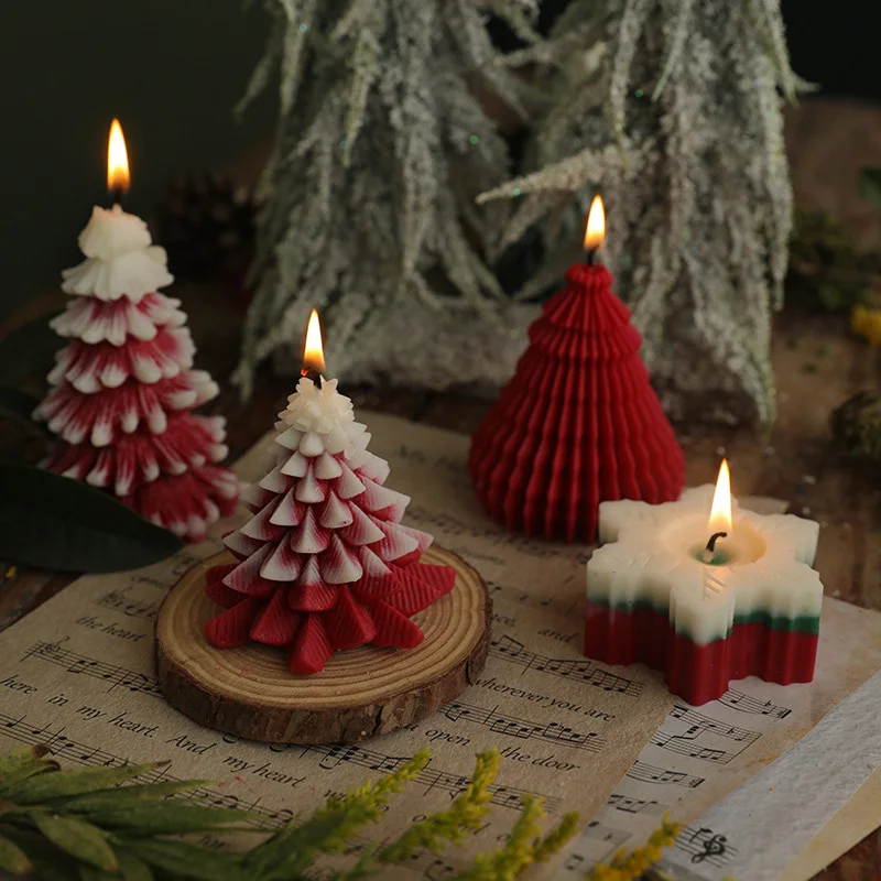 

New soybean wax Christmas tree shaped candles Smokeless bulk scented candles