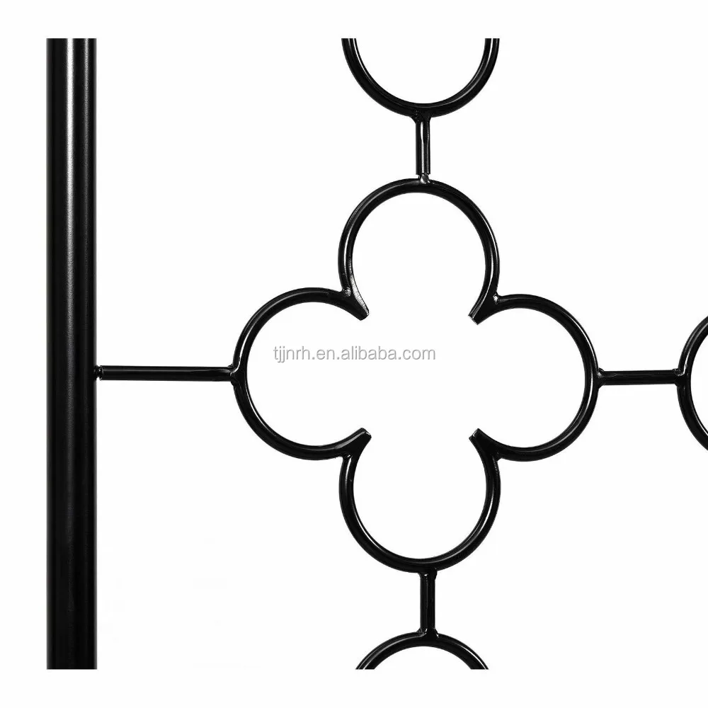 Twin Full Queen King Black Quatrefoil Metal Canopy Bed Frame Headboard