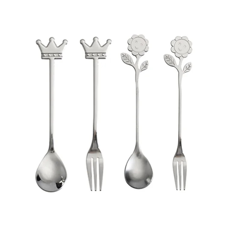 

sunflower spoon gold crown spoon fork set teaspoon coffee spoon