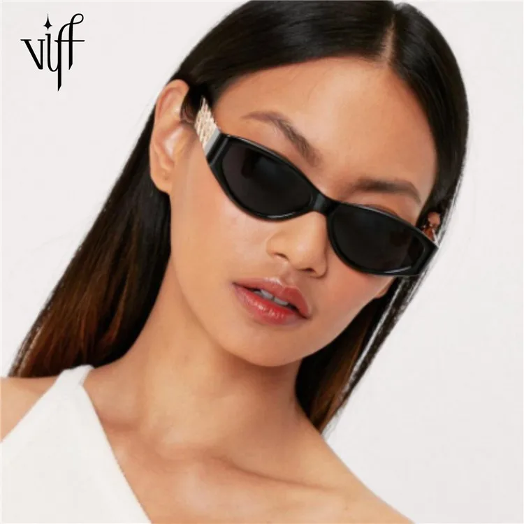 

VIFF HP18739 Gold Metal Chain Kim Kardashian Beyonce Style Metal Chain Frame Hip Hop Sunglasses Oculos, Multi and oem