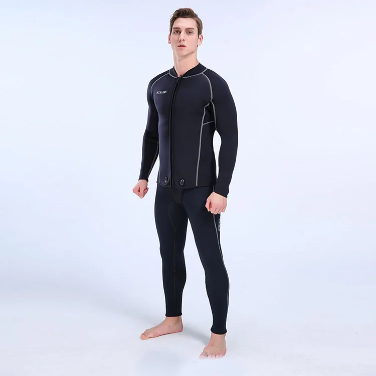 

Wholesale Men's Front Zipper wetsuit Neoprene Diving suit, Black