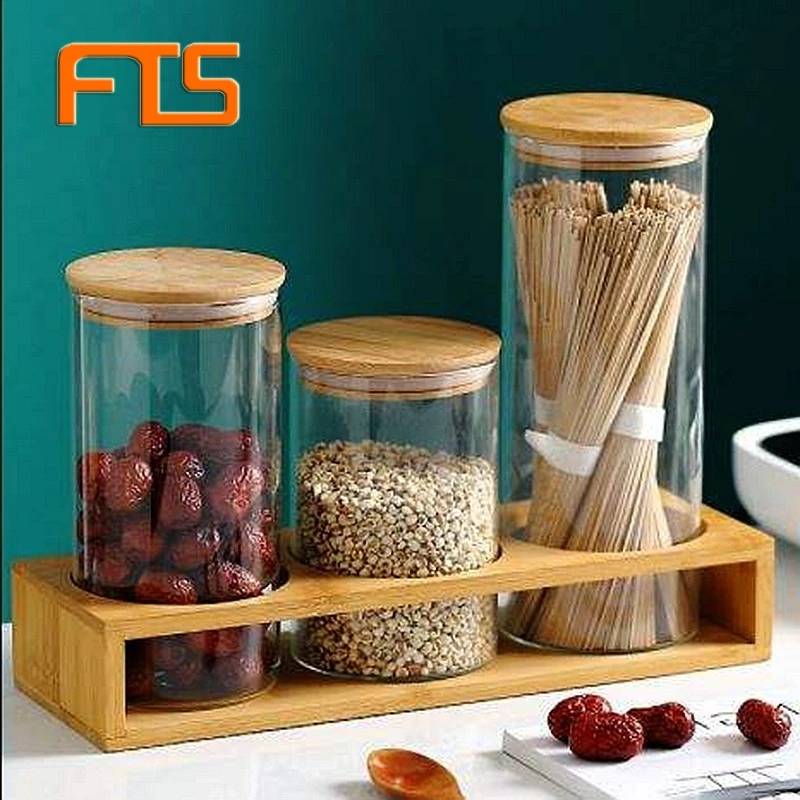 

FTS Jars Set Borosilicate Airtight Kitchen Glass Food Storage Jar with Bamboo Lid