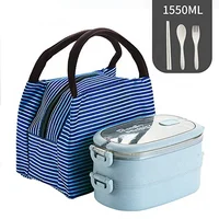 

New Eco Friendly Wheat Straw Bento Lunch Box Two Layers School Bag With Lunch Box