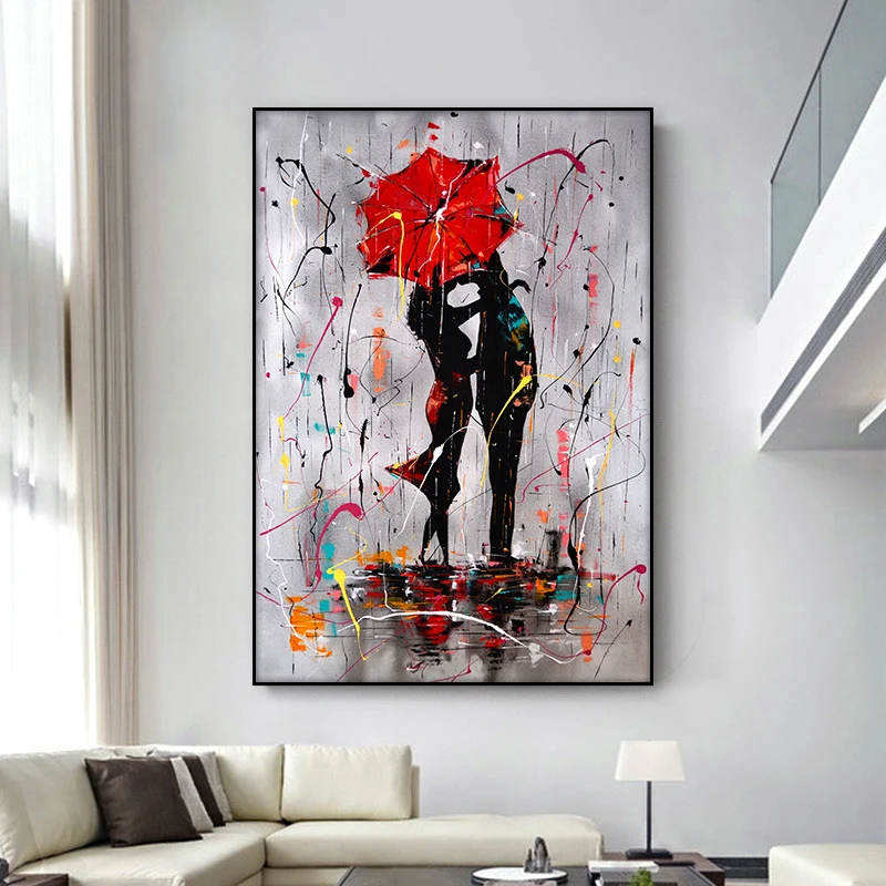 Décoration murale de salon, parapluie rouge et girafe, décoration de  chambre pour couples avec travail inspirant original, décoration de salle  de bain