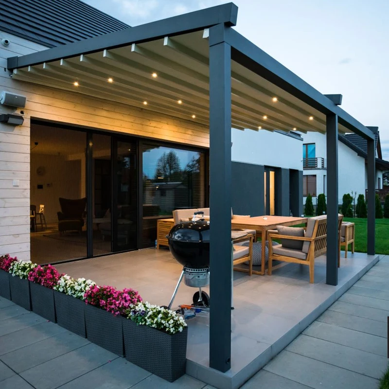 

Waterproof Sun Shade Canopy Outdoor Aluminium PVC Retractable Motorized Garden Bioclimatic Pergola, Customized colors