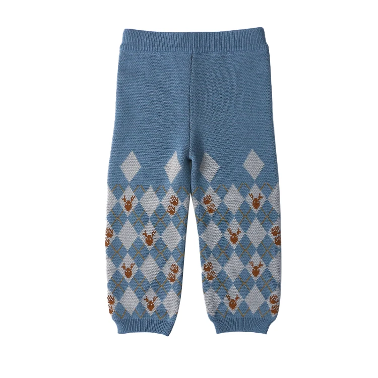 

New Kids Printed Comfortable Warm Home Trousers Baby Boys Knitted Pants, Picture