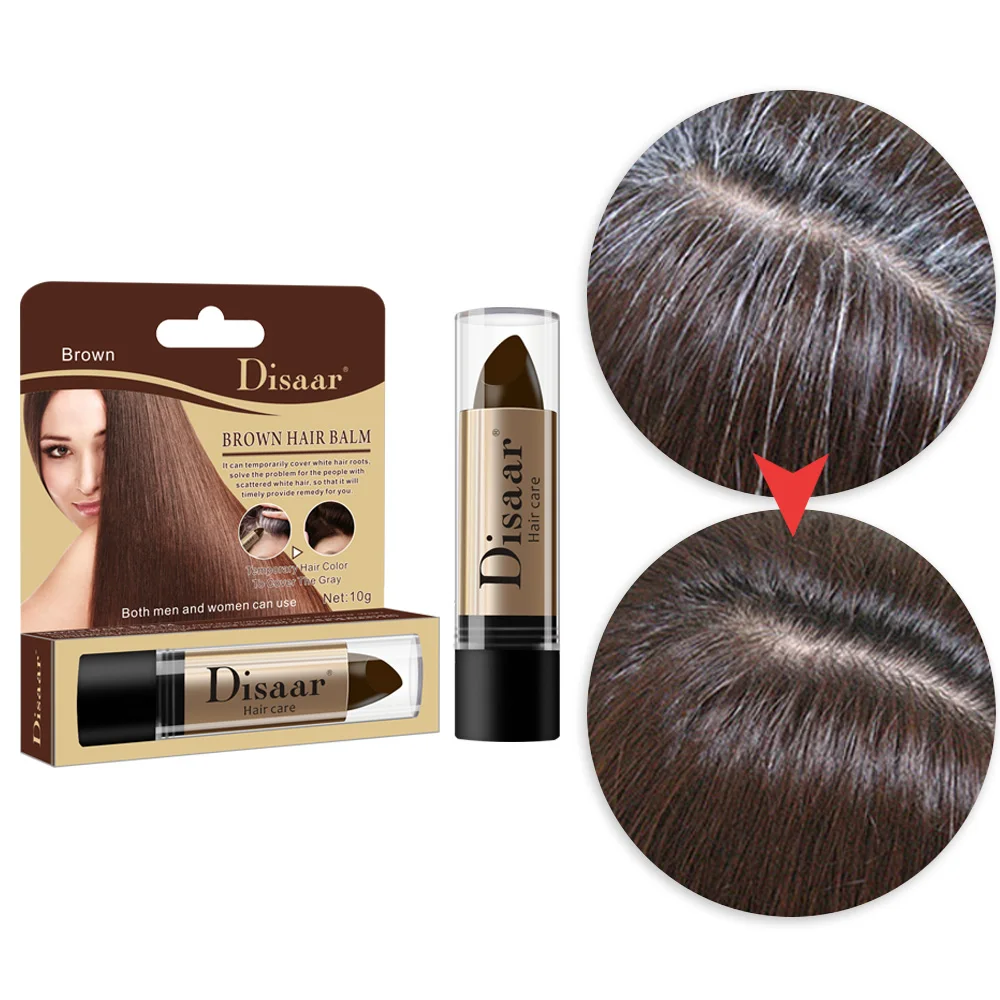 

Disaar Hair Care Cover White Lasting Fast Pen Disposable Temporary Natural Hair Dye Stick Brown Color, Transparent