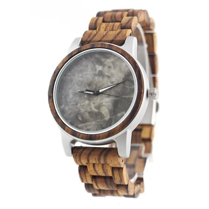 

dropshipping marble steel original grain zebra wood quartz men wooden watch, Nature wood/bamboo color