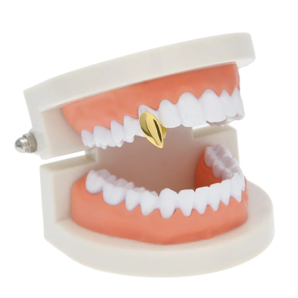 

Amazon Hot Sale Design Real Gold Plated Single Vampire Fang Teeth Grillz Halloween Gift For Party